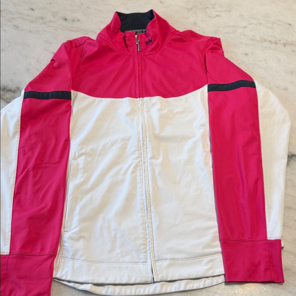 Nike Pink White and Black Golf Zip Jacket